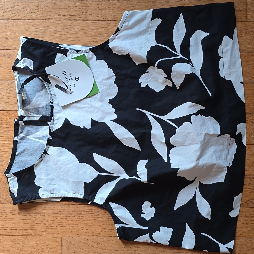Kate Spade Black and White Sleeveless Crop Tank Top